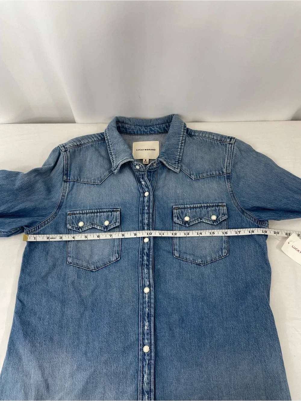 Lucky Brand Denim Western Shirt Medium Snap Button Chambray Jean Top NWT - Picture 7 of 11